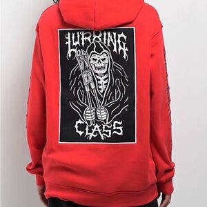 Lurking class Red Graphic Hoodie full zip hood. NWT